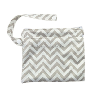 Babyshow venta al por mayor diseño ondulado bolsillo Mini bolsas secas húmedas 18x15cm bolsas de tela reutilizables doble compartimento con cremallera impresión portátil - Product Image 6