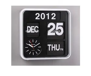 Horloge à bascule de table de bureau moderne en plastique multifonction calendrier à bascule automatique horloge murale