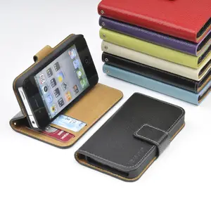 Wallet case for i4 4S GENUINE LEATHER Wallet Card Holder+Pouch+Stand Filp Case Cover OC-2S