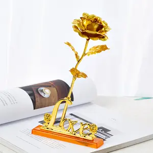 Migliore vendita di prodotti in oro rosa regalo scatola di fiore d'oro 24k