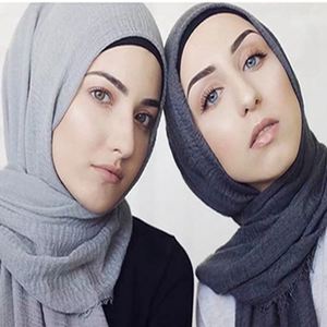 卸売クリンクルコットンポリエステルファンシーイスラム教徒用スカーフ女性用ヒジャブ - Product Image 3