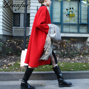 Nuovo design di colore rosso Double Face Cachemire di Lana Cappotto di Inverno Delle Donne - Product Image 5