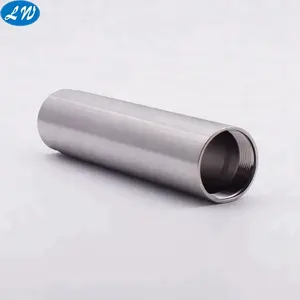 Piezas de tubo de micrófono roscado hueco de acero inoxidable de torneado CNC, tubo de aluminio roscado