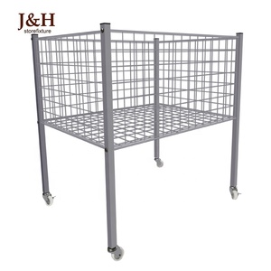 超市促销展览展示金属网网篮零售矩形网格垃圾箱 - Product Image 6