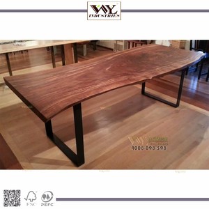 <strong>Walnut</strong> Slab Office Table, Industrial Office <strong>Desk</strong> - Product Image 2