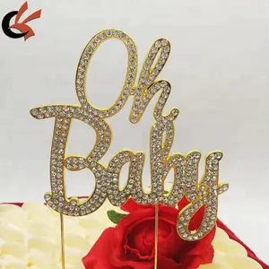 1st birthday kids birthday party Baby shower decorations Oh Baby Rhinestone gold cake topper