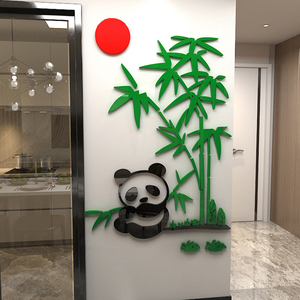 Autocollants <span class=keywords><strong>muraux</strong></span> en acrylique avec des pandas mignons jouant dans une forêt de bambous, chambre d'enfant, chambre à coucher, bricolage, décoration de la maison - Product Image 4