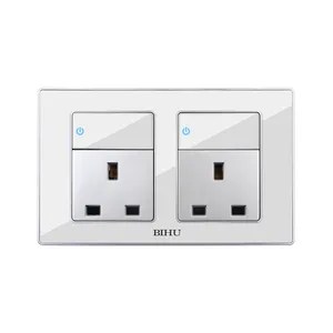 new design wall double 2 gang 3 pin 13a uk power socket