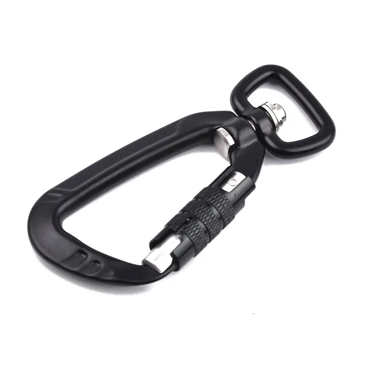 1PC Outdoor D-type Buckle Auto Locking Carabiner With Swivel Rotating YYGA 