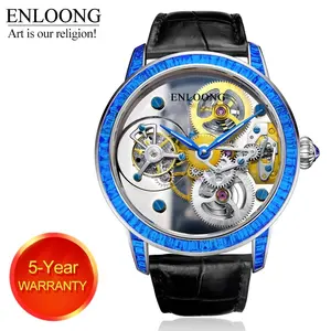 Enloong Sapphire Tourbillon Horloge Titanium Mannen Luxe Met Custom Logo Tourbillon Beweging Mechanisch Horloge Oem ELT1901 Platina