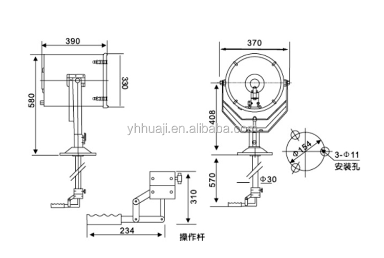 Huaji TG26 500W Stainless Steel Marine Searchlight | Sky Cannon Searchlight Specs Review
