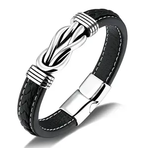 Marlary Wholesale Stainless Steel Charm Men Hardware For Black Leather Bracelets