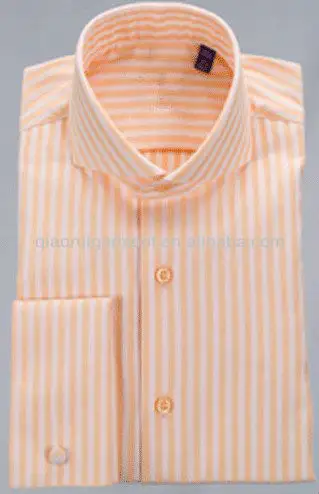 Mens orange gestreiften cutaway kragen französisch kleid hemd