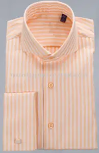 Camisa masculina listrada laranja gola cortada, vestido francês