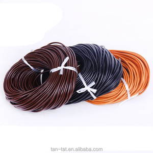 Cordón de cuero marrón Natural 3mm Cordón de cuero redondo - Product Image 2