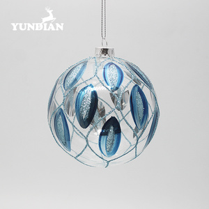 Glass <strong>Craft</strong> Decorative 8cm <strong>Ornaments</strong> Balls <strong>clear</strong> Bule Christmas Baubles - Product Image 2