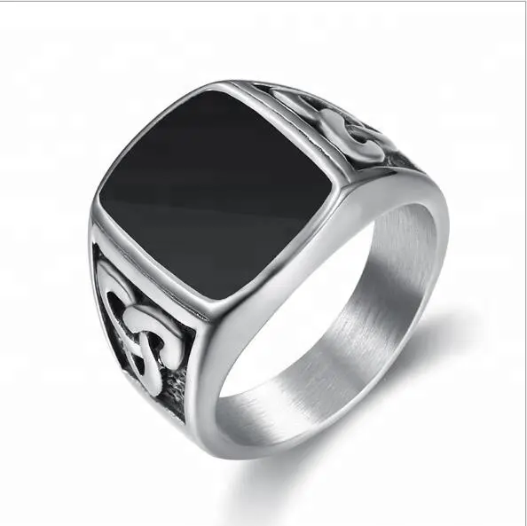 Anello con nodo a cuore celtico Punk in acciaio inossidabile di alta qualità con colore nero DM 372
