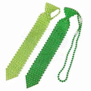 2023 Beads Factory Hot Sales Plastic Party cravatta con perline metalliche per forniture Mardi Gras per il giorno di san patrizio