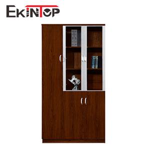 Ekintop العتيقة الصينية الرخيصة المنزل مكتبة 3 باب خزانة أثاث المكاتب الخشب خزانة كتب رفوف مع طاولة للدراسة - Product Image 1