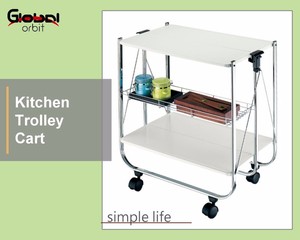 Metal de tres capas de pie tipo móvil almacenamiento de alimentos cocina Galera carro médico salón carro uso diario - Product Image 4