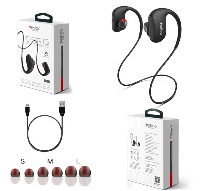 Yesido Hifi Headphone Wholesale Silicone In-Ear Hook Ipx7 Waterproof Sport Earphone