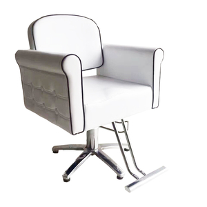 Fauteuil de Barbier Luxueux Blanc C-1817 Moderne en Cuir PU, Réglable en Hauteur, avec Dossier Inclinable et Repose-Pieds Ajustable - Product Image 1