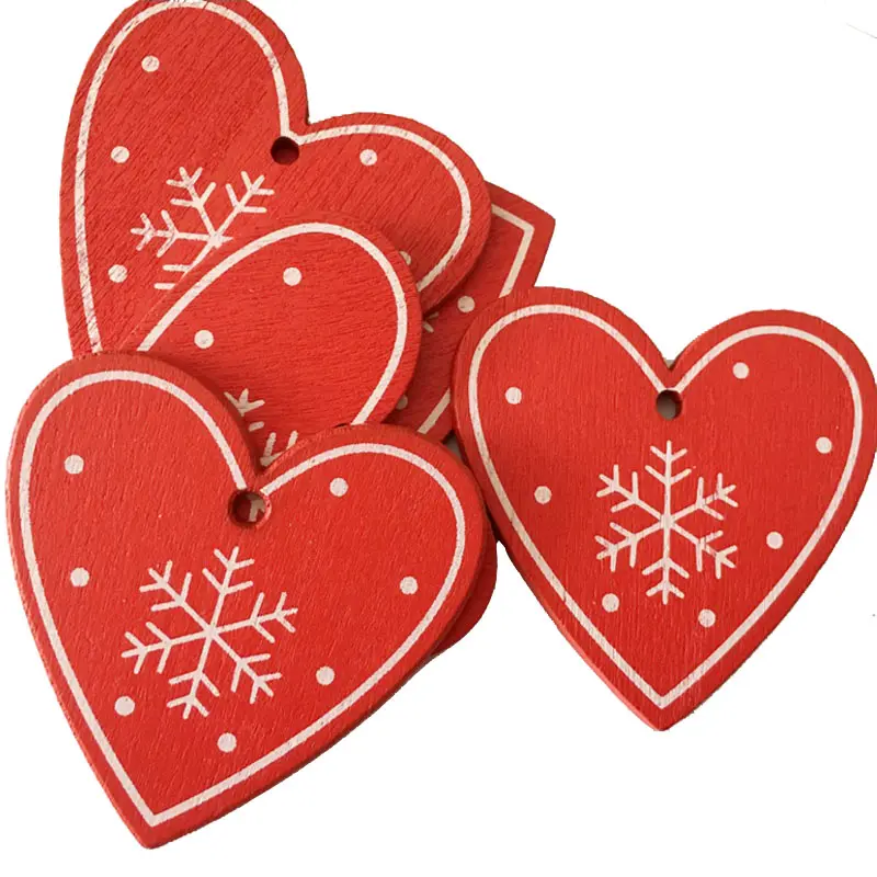 الحرف الأحمر الأبيض عيد الميلاد الأحمر على شكل قلب خشبية شنقا الديكور