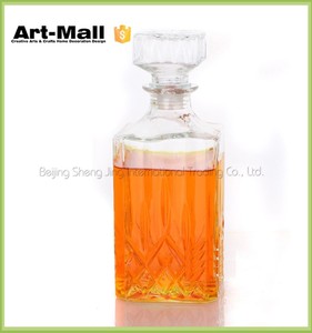 Squared forma vidrios dobles botella de <span class=keywords><strong>vino</strong></span> de vidrio con tapa de vidrio - Product Image 1