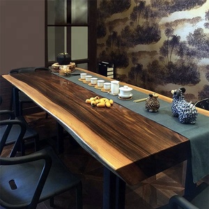 Suar in legno in legno massello tavolo da pranzo top live bordo grezzo naturale noce teak bubuinga zingana in legno lastra - Product Image 5
