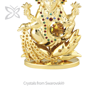 คริสตอคราฟต์ รูปปั้นเทพีลักษมี ศาสนาฮินดูอินเดีย ชุบทอง 24K ประดับคริสตัลเจียระไนทรงเหลี่ยม ของขวัญงานแต่งงานหรือเทศกาลดีวาลี ขนาด 7x10.5 ซม. - Product Image 2