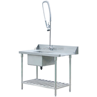 Table de nettoyage de poisson en acier inoxydable personnalisée professionnelle avec évier