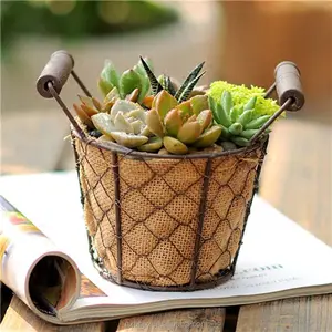 Handmade Rustic Farmhouse Chicken Wire Rectangular Planter Metal Iron Customized Country Decoration Garden Plant Flower Pot Kit