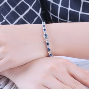 Pulsera de Zafiro Azul <span class=keywords><strong>Nano</strong></span> de Lujo para <span class=keywords><strong>Mujer</strong></span>, Plata de Ley 925, Joyería Romántica Clásica para Boda, Joyería Fina - Product Image 2