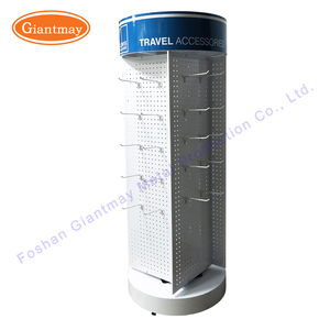 Giantmay DR355-A tùy chỉnh cửa hàng bán lẻ kim loại 4-Side 360 độ trắng sơn tĩnh điện sàn đứng móc treo quay hiển thị - Product Image 4