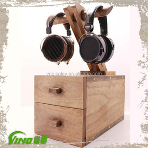 สองด้านไม้ไร้สายผู้ถือหูฟังยืนด้วยลิ้นชัก - Product Image 1