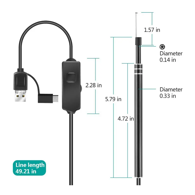 Dụng Cụ Làm Sạch Ráy Tai Điện Thoại Android Mới Dụng Cụ Làm Sạch Tai Máy Làm Sạch Tai Trực Quan Bằng Điện Máy Ảnh, Máy Nội Soi Mini Usb