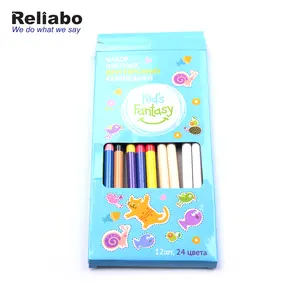 Reliabo Cheap Wholesale Personalized 24 Double Colour Draw Pencils Set