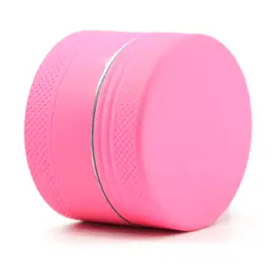 Wholesale Mini Size 3 Layers Aluminum Alloy Coated with Silicone Pink Blue Yellow Herb Grinder Tobacco Spice Crusher