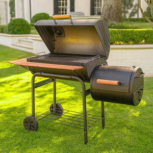 Barbecue sur <span class=keywords><strong>chariot</strong></span>, grill à charbon de <span class=keywords><strong>bois</strong></span> à double fût à huile - Product Image 5