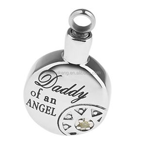 Collier urne funéraire avec gravure « Papa d'un ange », pendentif souvenir en forme de cœur filigrané, bijou entonnoir pour cendres - Product Image 2