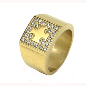 Dernier design, bague en acier inoxydable, simple, avec cristaux, grande pierre, <span class=keywords><strong>pour</strong></span> hommes - Product Image 4