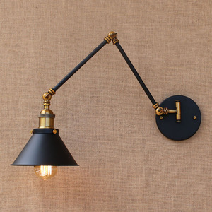 Lampada da parete Vintage in ferro industriale <span class=keywords><strong>con</strong></span> LED a <span class=keywords><strong>braccio</strong></span> oscillante lungo per parete E26 Base per illuminazione cucina nera - Product Image 2