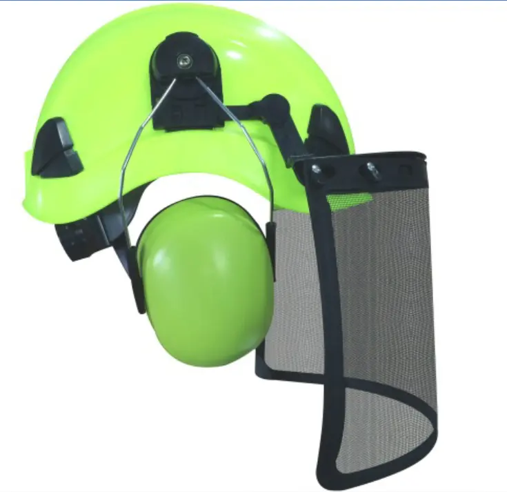 ABS materiel CE EN397 and EN 50365 Climbing Safety Helmet Hard hat put on face shield and ear muff