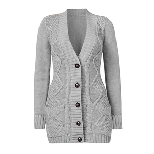 Oem Solid <strong>Cable</strong> <strong>Knit</strong> Sweater <strong>Cardigan</strong> Over Knee Long <strong>Cardigan</strong> Open Front Buttons <strong>Cable</strong> <strong>Knit</strong> Pocket Sweater <strong>Cardigan</strong> <strong>Women</strong> - Product Image 5
