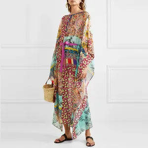 Neueste Design Mode Frauen Maxi kleid benutzer definierte hochwertige Druck lange Strand vertuschen 2019