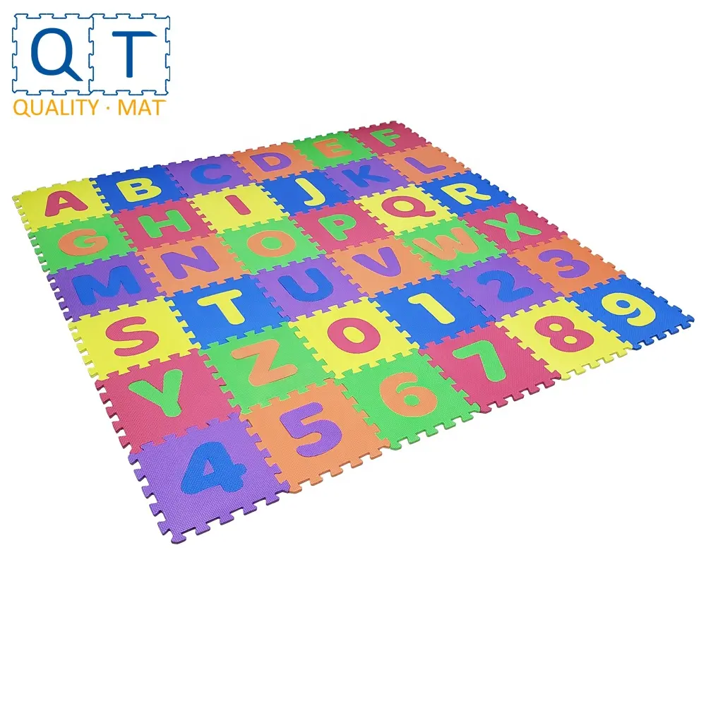 QT MAT Non-toxischen Odorless Formamide Below 200PPM 12in x 12in 36 teile/satz EVA Foam Alphabets & Numbers Puzzle Mat For Kids