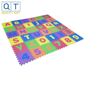 QT MAT Non-toxic Odorless Formamide Below 200PPM 12in x 12in 36pcs/set EVA Foam Alphabets & Numbers Puzzle Mat For Kids