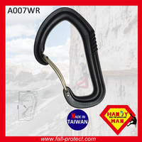 Mousqueton en alliage d'aluminium (anodisé) avec anse, fabricant OEM/ODM Taïwan, 25kN, anse de 28mm, 45g