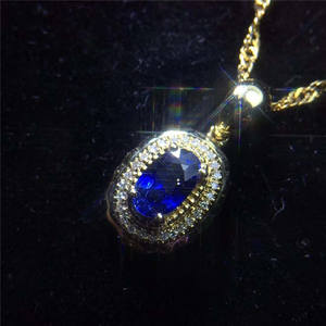 Vendita calda gioielli in pietra preziosa blu 18k oro sud Africa vero diamante 0.7ct naturale <span class=keywords><strong>zaffiro</strong></span> collana <span class=keywords><strong>ciondolo</strong></span> per le donne - Product Image 3