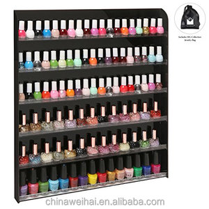 (102 botellas) negro acrílico 6 estante montado en la pared de salón de estilo esmalte de uñas de almacenamiento organizador - Product Image 2